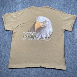 NRA Graphic T-Shirt Brown‎ XL "Protecting America's Freedom" Eagle Tee